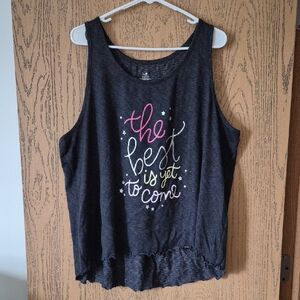 Secret Treasures Charcoal Tank Top with Motivational Print